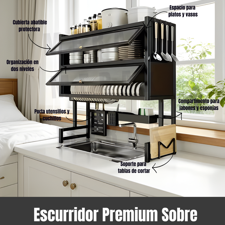 Escurridor de Platos sobre Lavaplatos dos niveles + Accesorios🧼 7